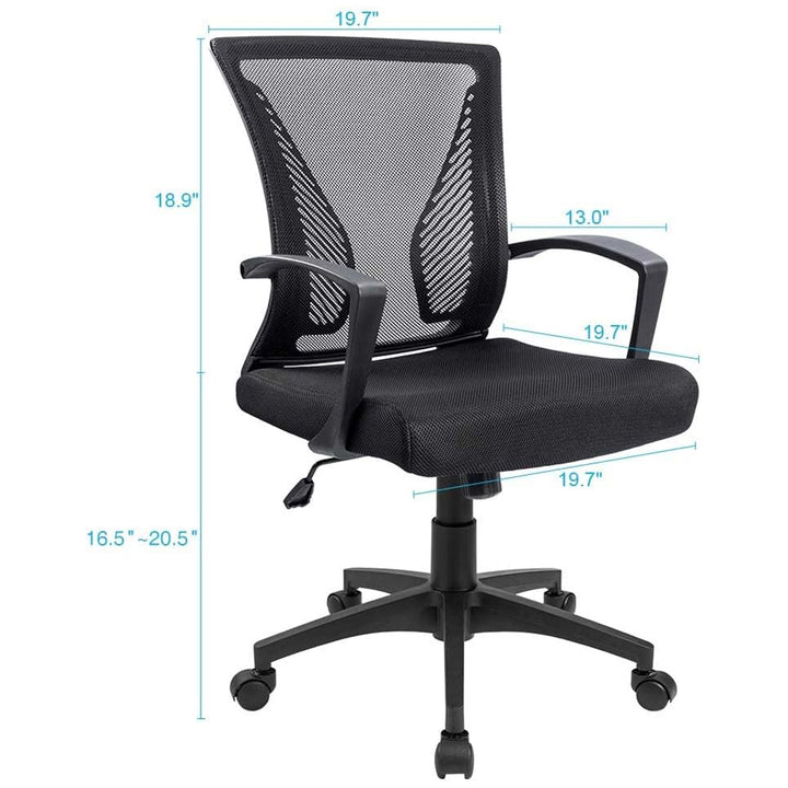 Furmax Office Chair, Ergonomic Mesh Mid Back Swivel Seat w/Armrest, Black (Used)