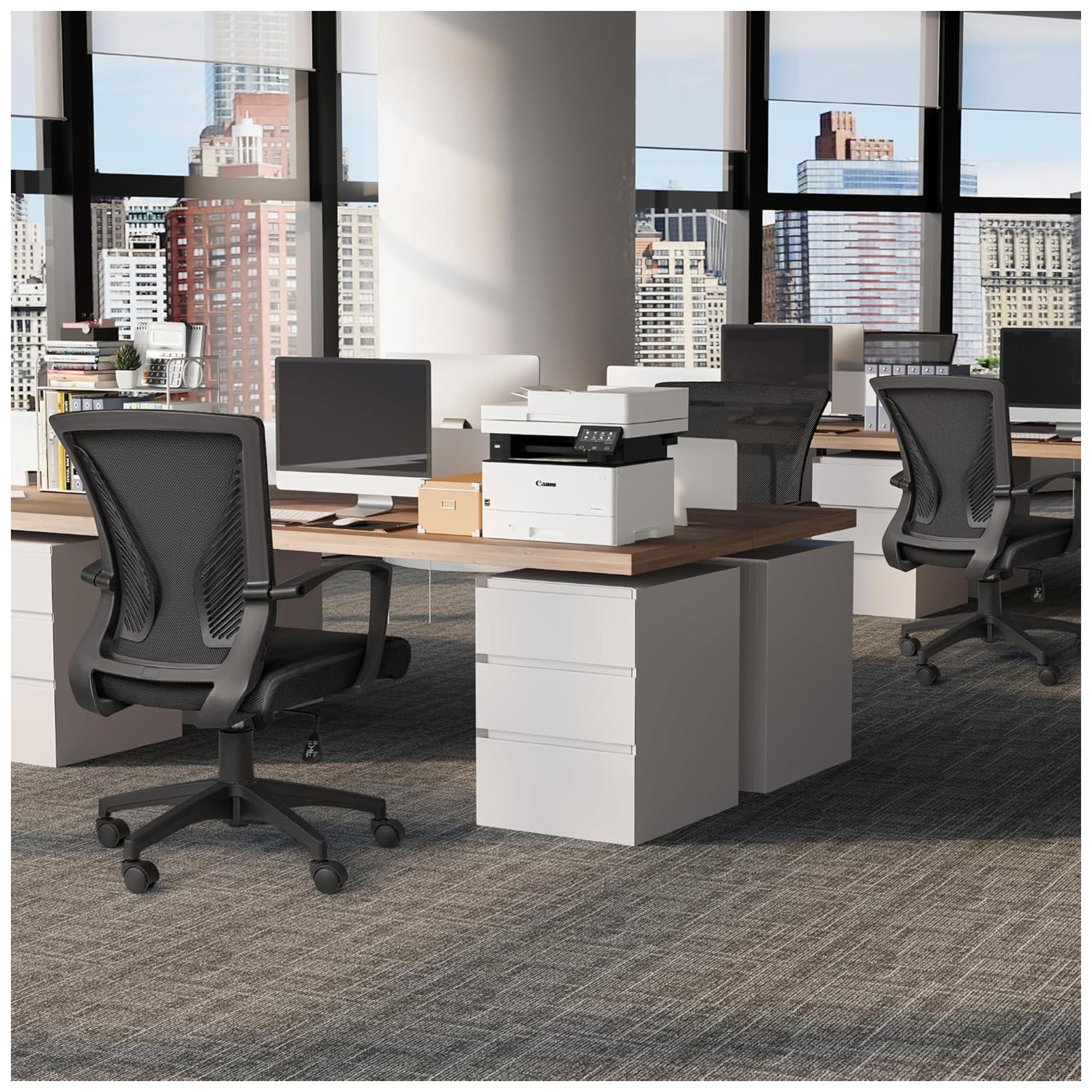 Furmax Office Chair, Ergonomic Mesh Mid Back Swivel w/Armrest, Black (Open Box) - VMInnovations