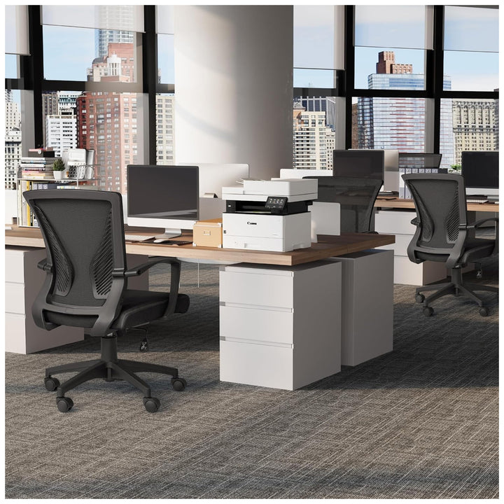 Furmax Office Chair, Ergonomic Mesh Mid Back Swivel Seat w/Armrest, Black (Used) - VMInnovations