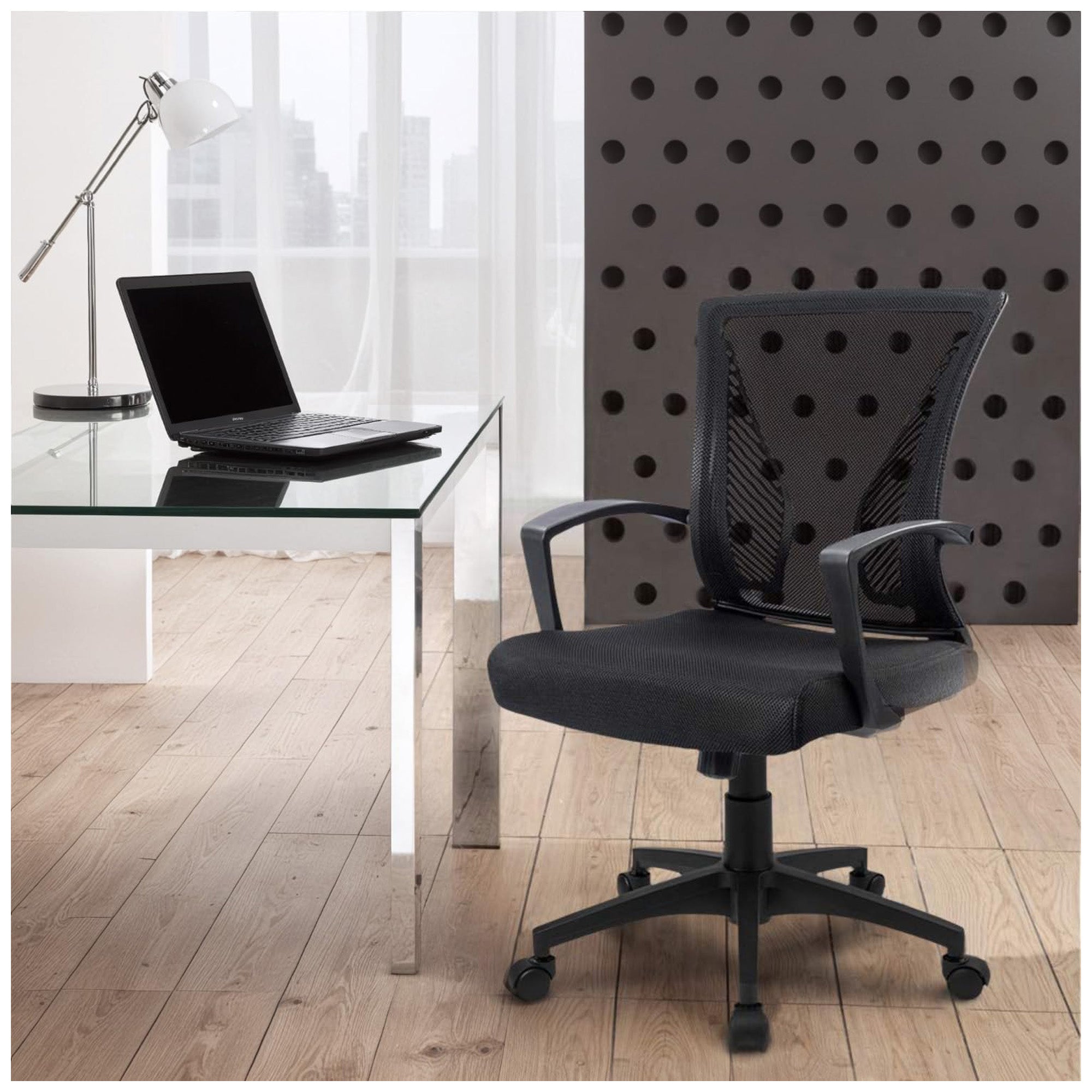 Furmax Office Chair, Ergonomic Mesh Mid Back Swivel w/Armrest, Black (Open Box) - VMInnovations