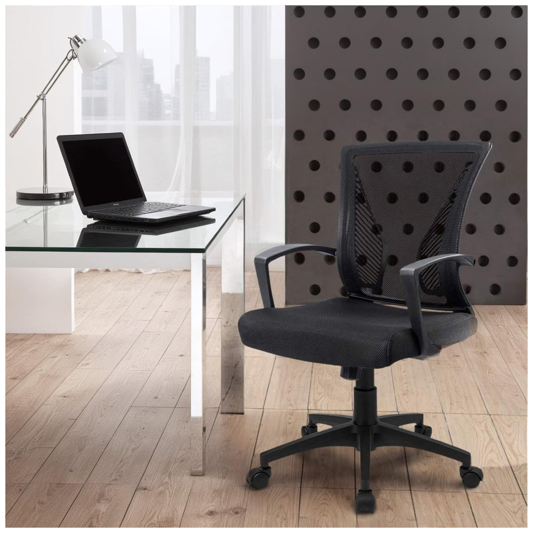 Furmax Office Chair, Ergonomic Mesh Mid Back Swivel Seat w/Armrest, Black (Used) - VMInnovations