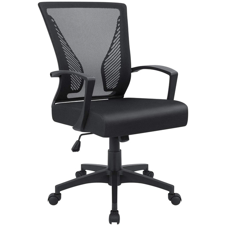 Furmax Office Chair, Ergonomic Mesh Mid Back Swivel Seat w/Armrest, Black (Used)