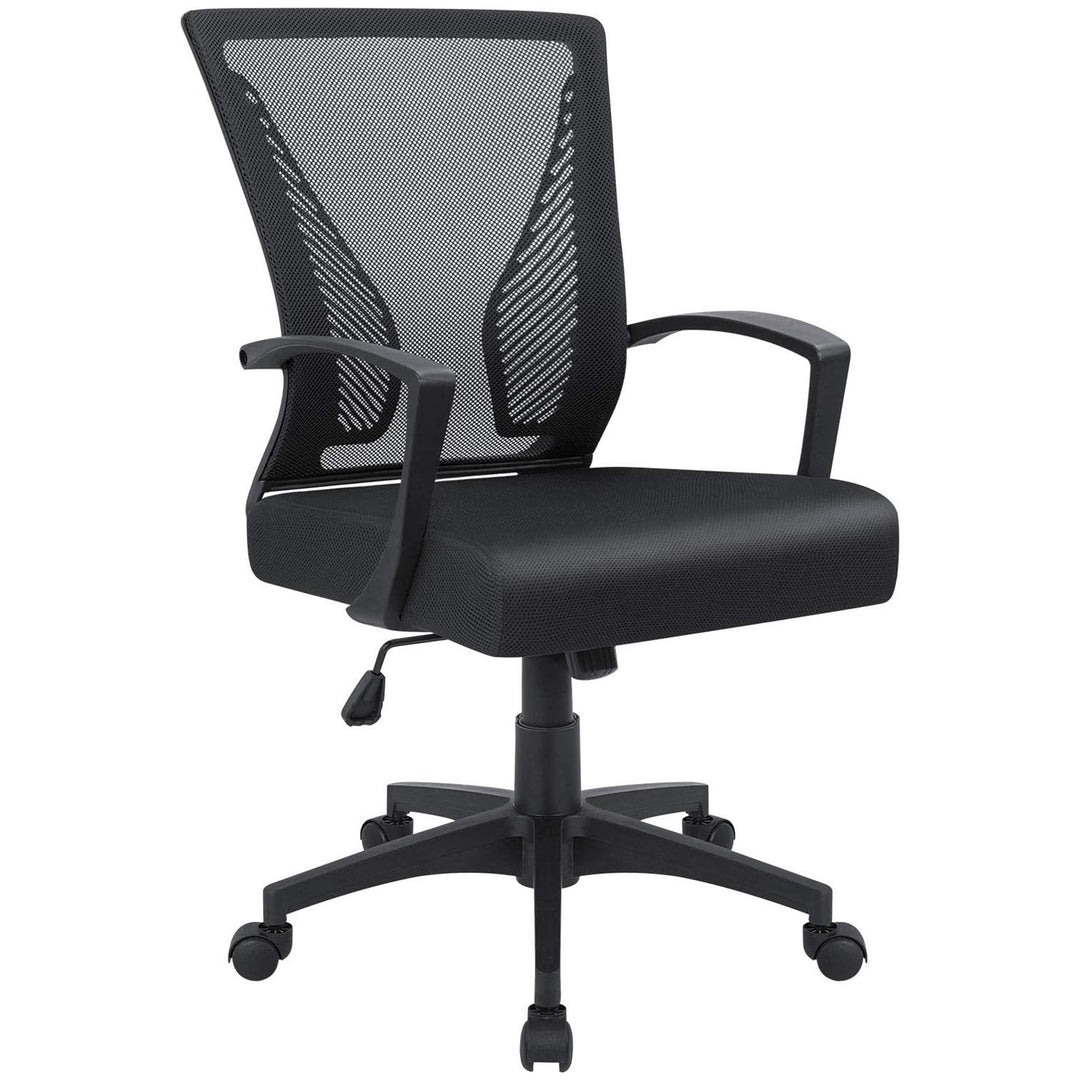 Furmax Office Chair, Ergonomic Mesh Mid Back Swivel Seat w/Armrest, Black (Used)