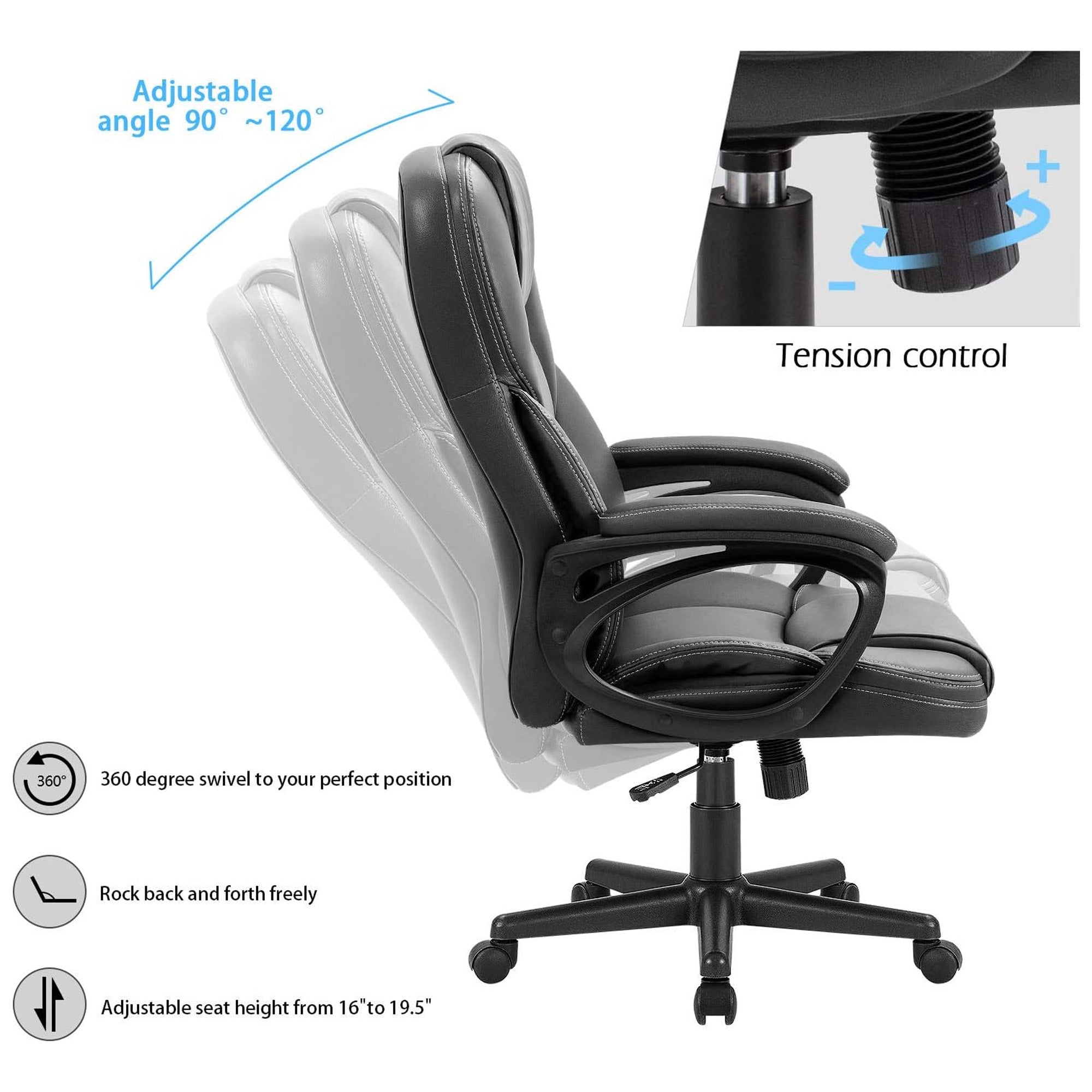 Furmax Office Chair High Back Adjustable Supportive Swivel Seat, Black(Open Box) - VMInnovations