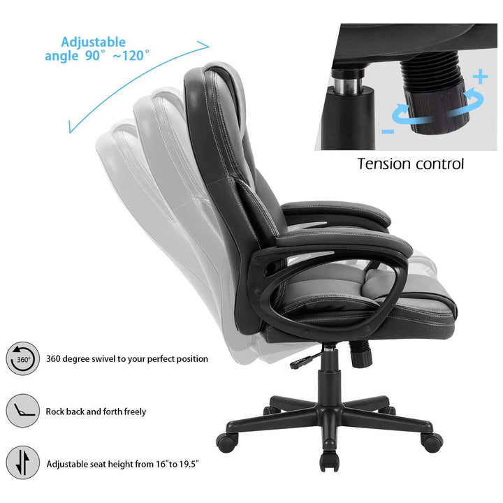 Furmax Office Chair High Back Adjustable Supportive Swivel Seat, Black(Open Box)