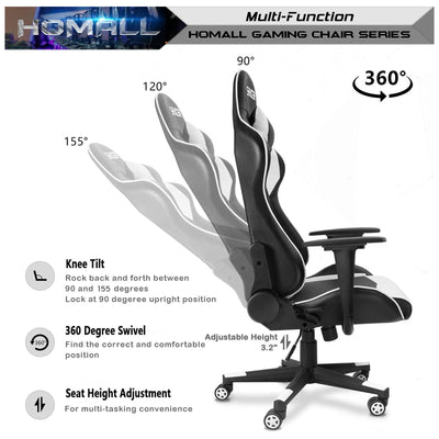 Homall Gaming Chair, High Back Leather Swivel Seat w/Lumbar Support (Open Box)