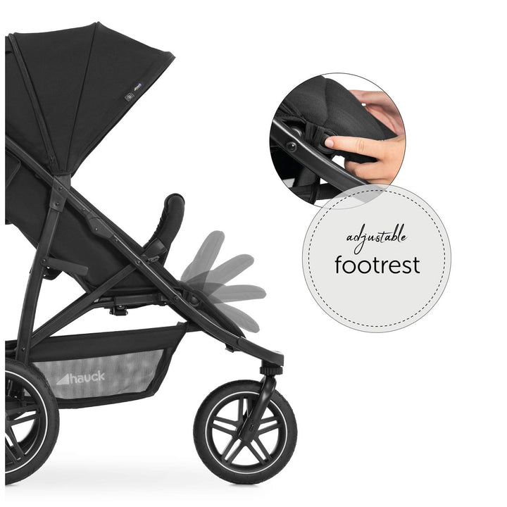 Hauck Rapid 3 Air Jogging Stroller, Foldable Pushchair with Rubber Tires, Black