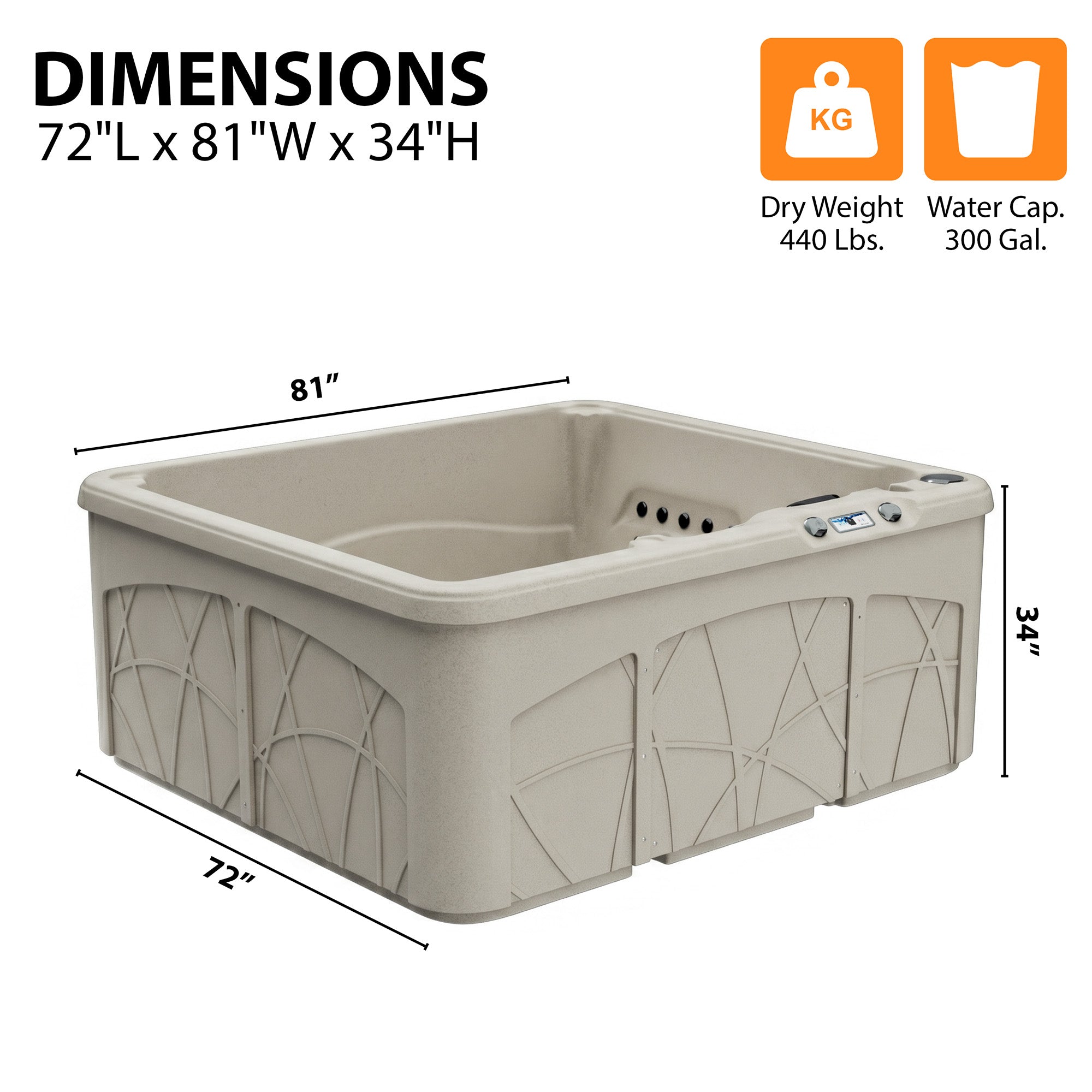 Lifesmart Spas 5 Person Plug and Play 28 Jet LED Outdoor Hot Tub, LS350DX, Sand - VMInnovations