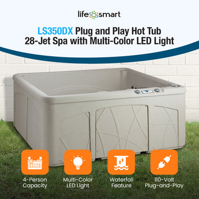 Lifesmart Spas 5 Person Plug and Play 28 Jet LED Outdoor Hot Tub, LS350DX, Sand