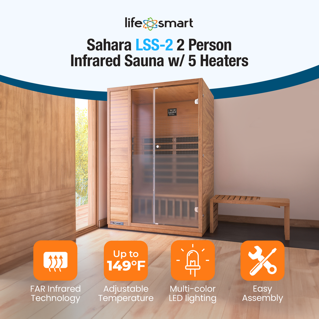 Lifesmart 2 Person Infrared Sauna w/ 5 Heaters, Natural Light Wood (For Parts)