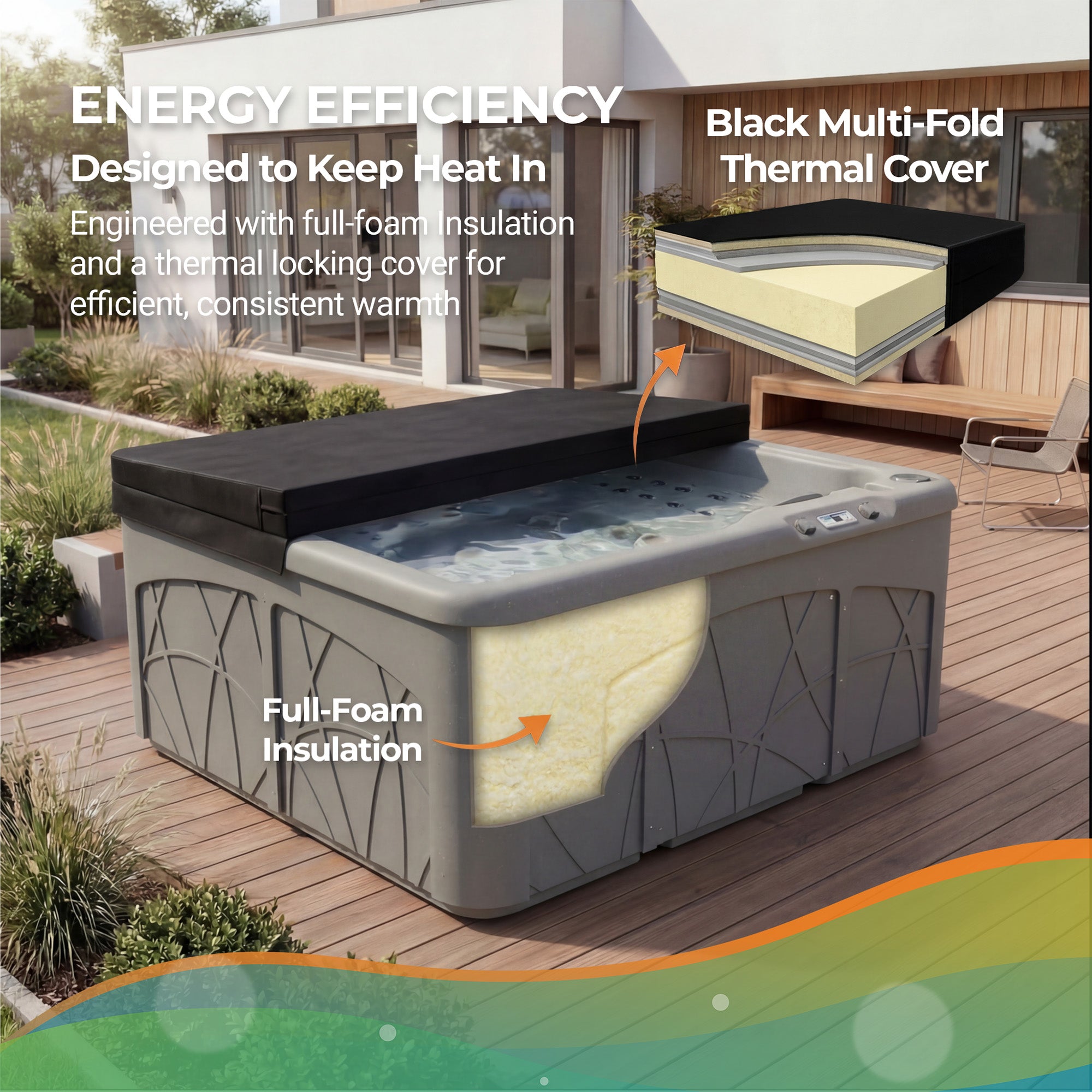 Lifesmart Spas 5 Person Plug & Play 28 Jet LED Hot Tub, LS350DX, Taupe(Open Box) - VMInnovations