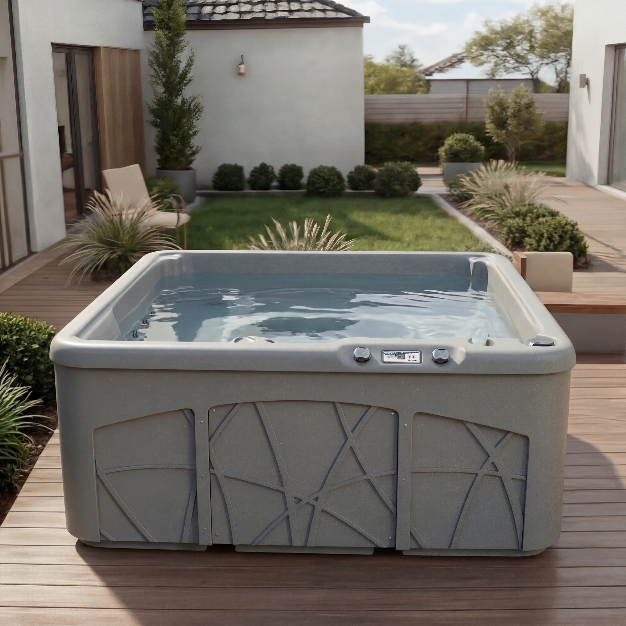 Lifesmart Spas 5 Person Plug & Play 28 Jet LED Hot Tub, LS350DX, Taupe(Open Box) - VMInnovations