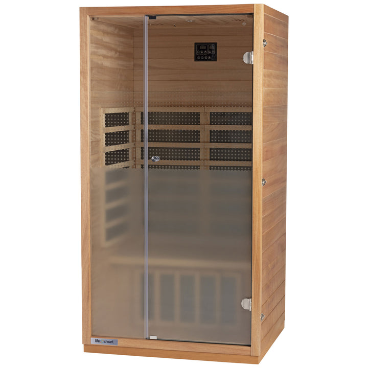 Lifesmart Sahara 1 Person Infrared Sauna w/ 4 Heaters, LSS-1, Natural Light Wood