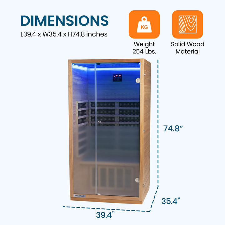 Lifesmart Sahara 1 Person Infrared Sauna w/ 4 Heaters, LSS-1, Natural Light Wood