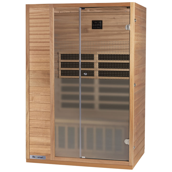 Lifesmart Sahara 2 Person Infrared Sauna w/ 5 Heaters, LSS-2, Natural Light Wood