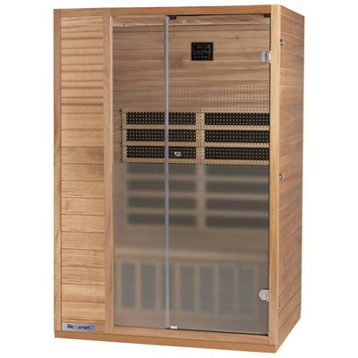 Lifesmart 2 Person Infrared Sauna w/ 5 Heaters, Natural Light Wood (For Parts)