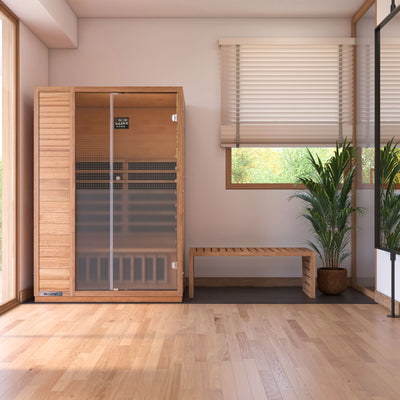 Lifesmart 2 Person Infrared Sauna w/ 5 Heaters, Natural Light Wood (Open Box) - VMInnovations