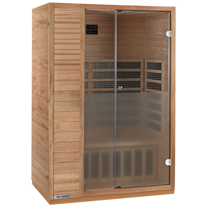 Lifesmart Sahara 2 Person Infrared Sauna w/ 5 Heaters, LSS-2, Natural Light Wood