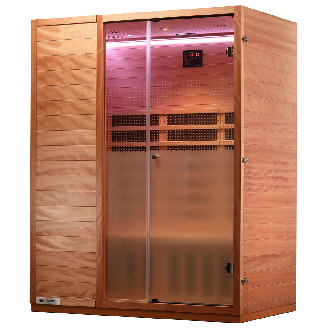 Lifesmart Sahara 3 Person Infrared Sauna w/ 6 Heaters, LSS-3, Natural Light Wood