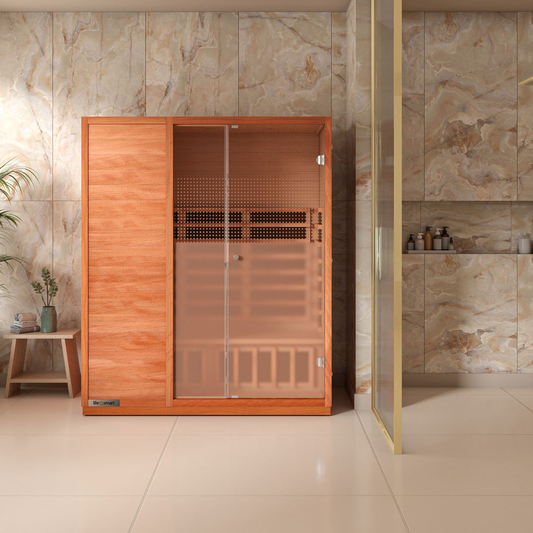 Lifesmart Sahara 3 Person Infrared Sauna w/ 6 Heaters, LSS-3, Natural Light Wood