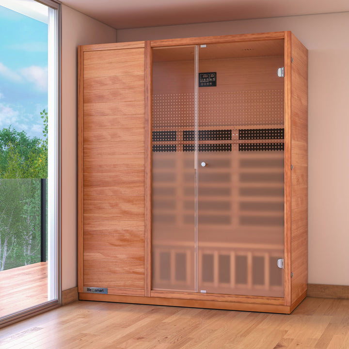 Lifesmart Sahara 3 Person Infrared Sauna w/ 6 Heaters, LSS-3, Natural Light Wood