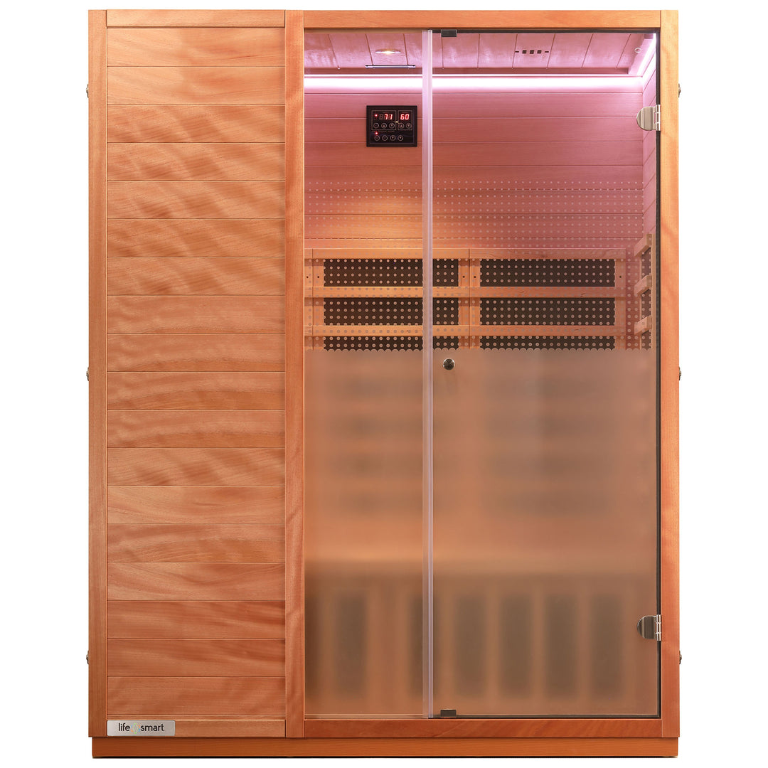 Lifesmart Sahara 3 Person Infrared Sauna w/ 6 Heaters, LSS-3, Natural Light Wood