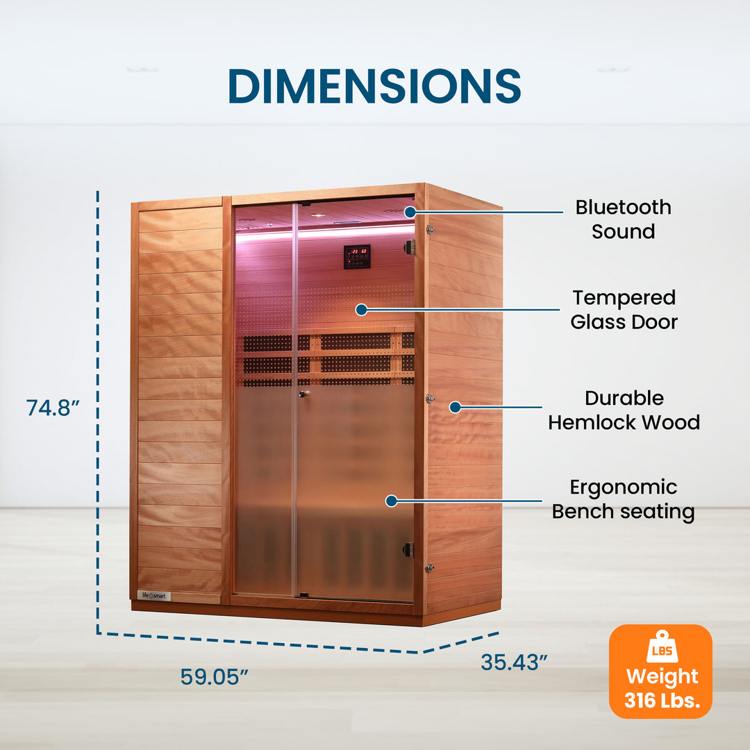 Lifesmart Sahara 3 Person Infrared Sauna w/ 6 Heaters, LSS-3, Natural Light Wood