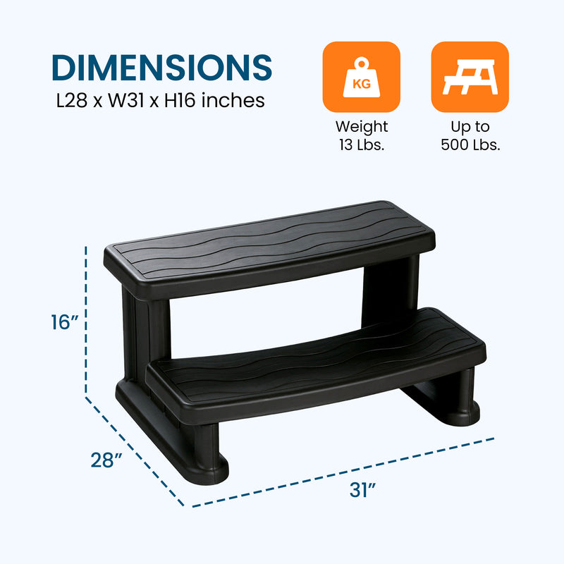 Lifesmart Hot Tub Spa Side Step for Square and Round Hot Tubs, 31" x 16", Black