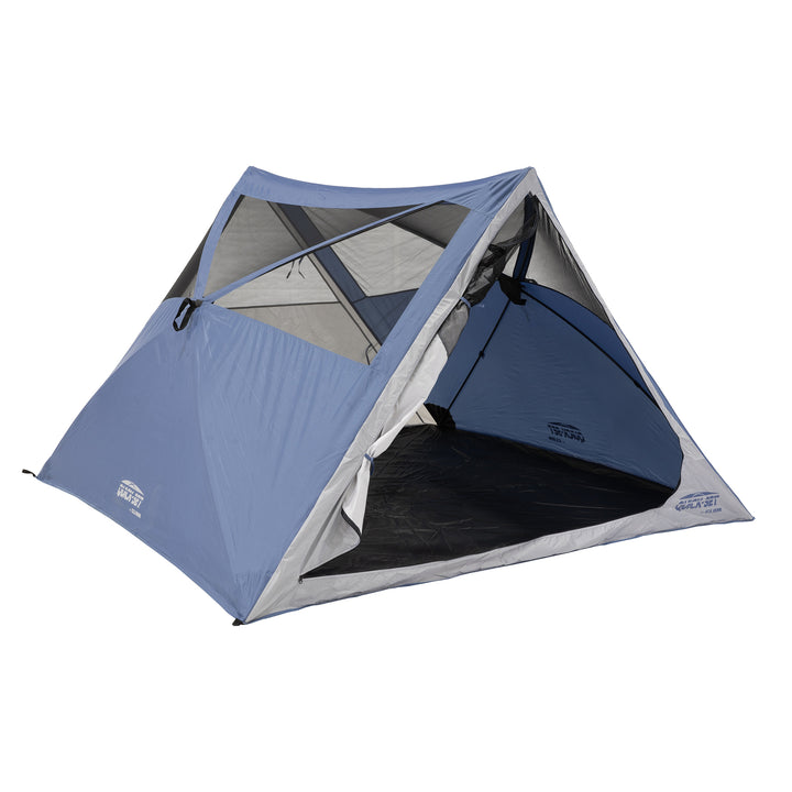 quick camping tent Clam Quick-Set Apex 8 x 8 ft Portable Outdoor A-Frame Hiking Camping Tent, Blue