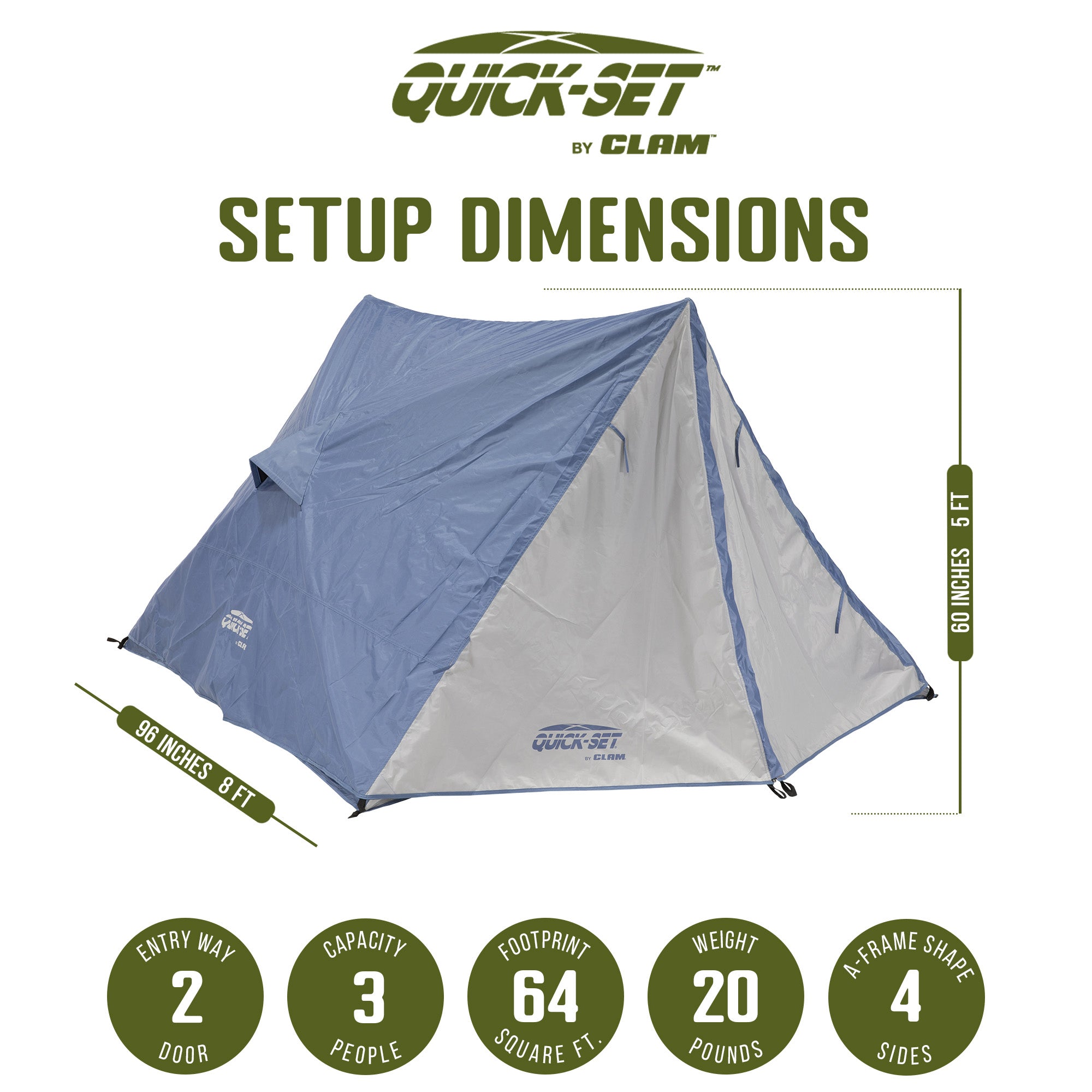 CLAM Quick-Set Apex Portable Outdoor A-Frame Hiking Camping Tent, (Open Box)