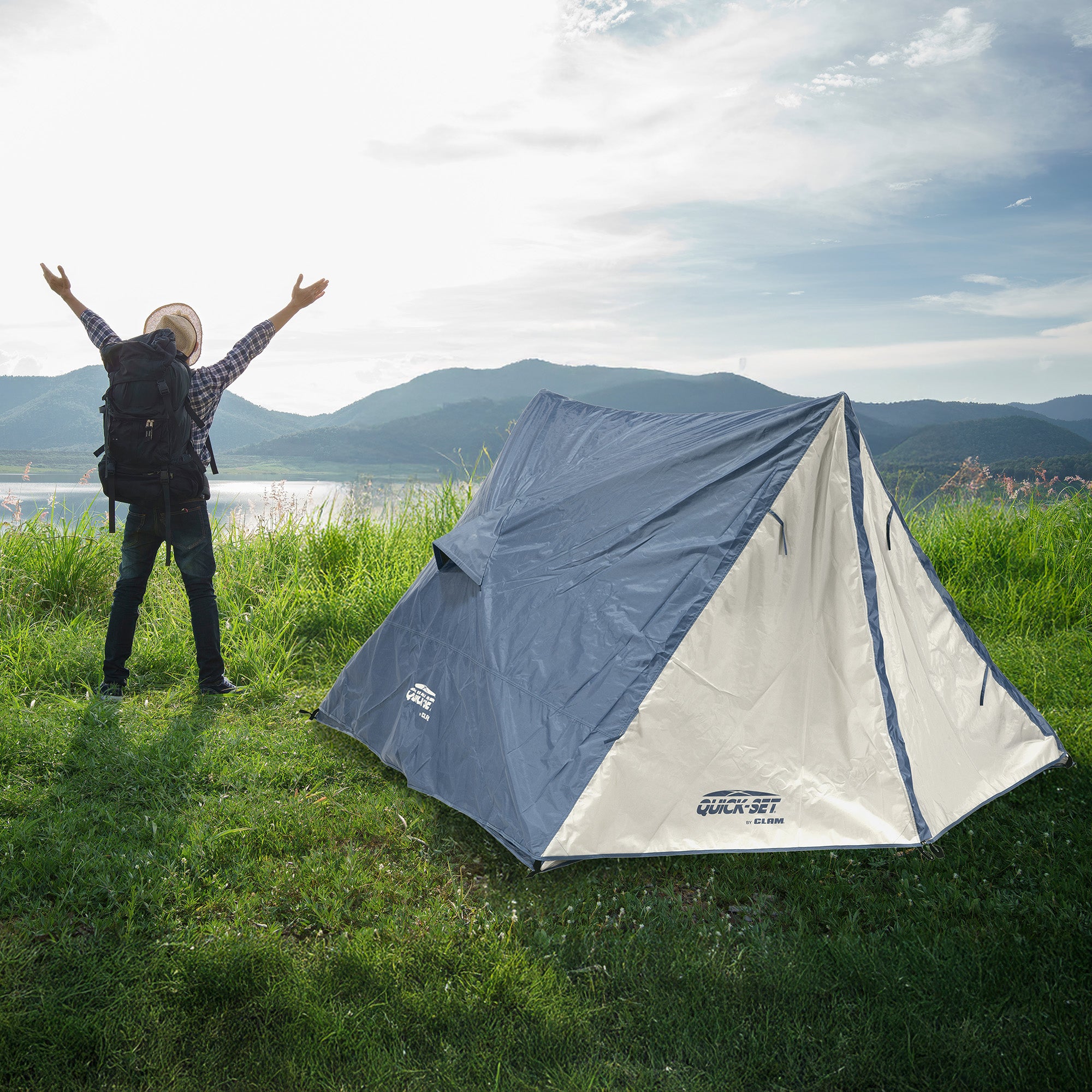 CLAM Quick-Set Apex Portable Outdoor A-Frame Hiking Camping Tent, (Open Box)