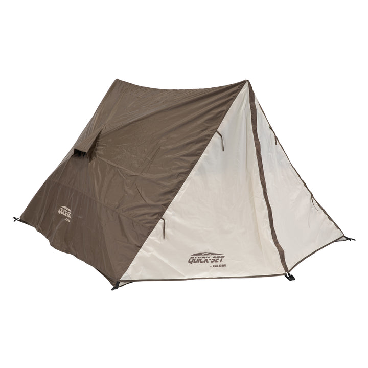 CLAM Quick-Set Apex 8 x 8 Ft Portable Outdoor A-Frame Hiking Camping Tent, Brown