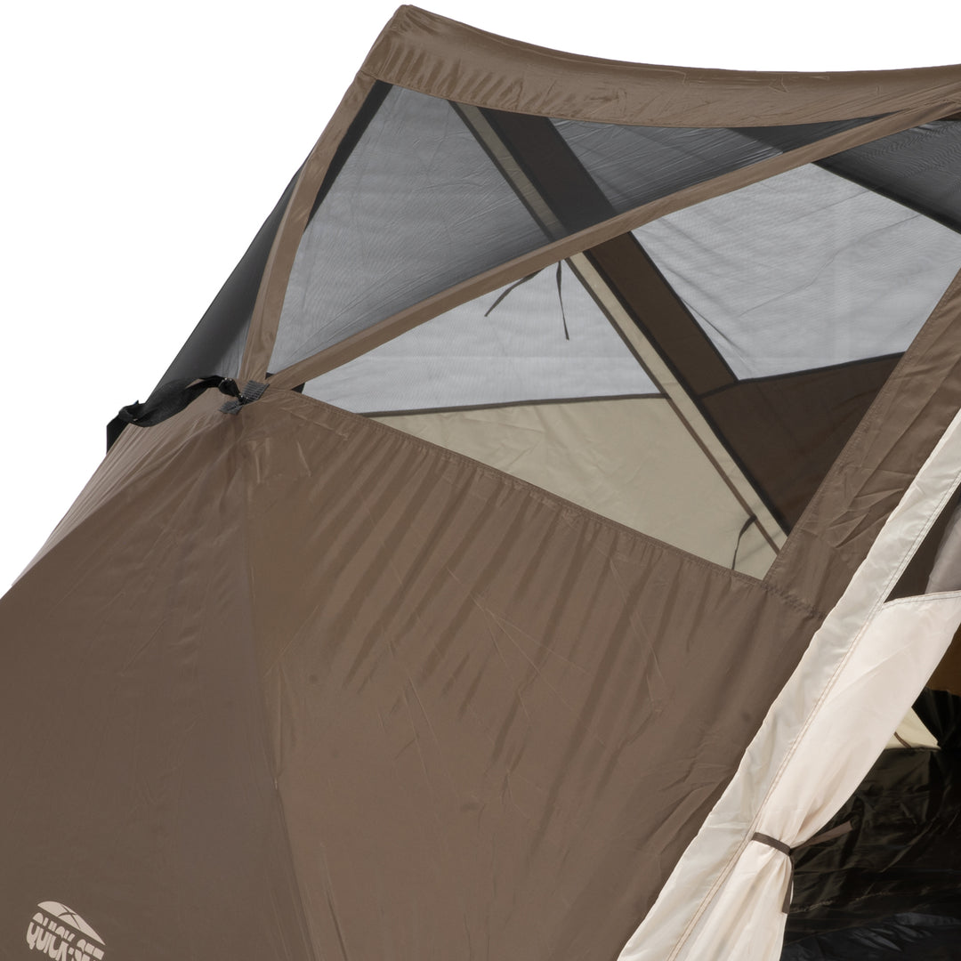 CLAM Quick-Set Apex 8 x 8 Ft Portable Outdoor A-Frame Hiking Camping Tent, Brown