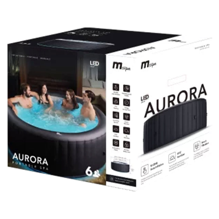 MSpa Round Inflatable Bubble Spa, 4 to 6 Person Hot Tub with LED Lights, Aurora