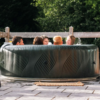 MSpa Round Inflatable Spa, 4 to 6 Person Hot Tub w/ LED & Energy Efficient Cover