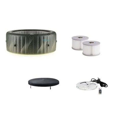 MSpa Round Inflatable Bubble Spa, 4 to 6 Person Hot Tub with LED Lights, Meteor - VMInnovations