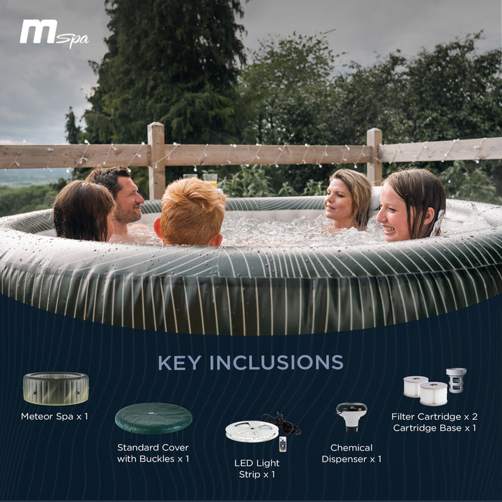 MSpa Round Inflatable Bubble Spa, 4 to 6 Person Hot Tub with LED Lights, Meteor