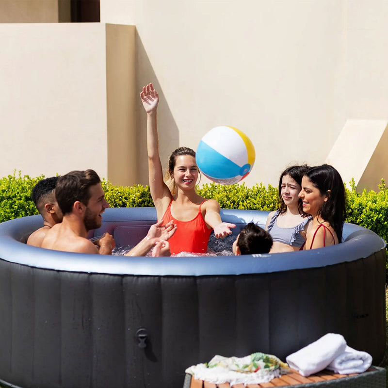 MSpa Round Inflatable Bubble Massage Spa, 4 to 6 Person Outdoor Hot Tub, Bergen