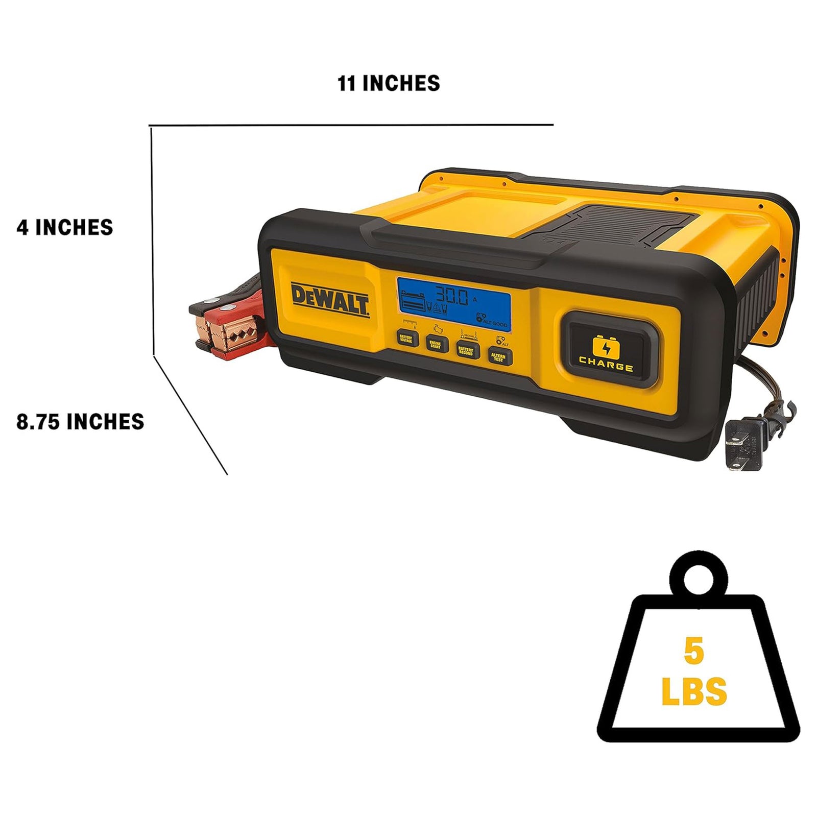 DEWALT Automotive or Marine Battery Charger, Maintainer with LCD Screen, 30 Amps - VMInnovations