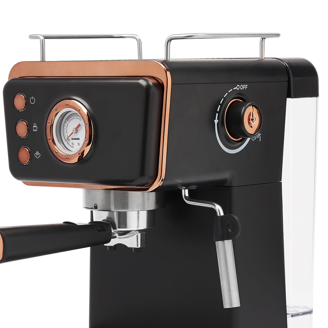 Haden Barista Brew Espresso Coffee Machine 20-Bar Espresso Maker, Black & Copper