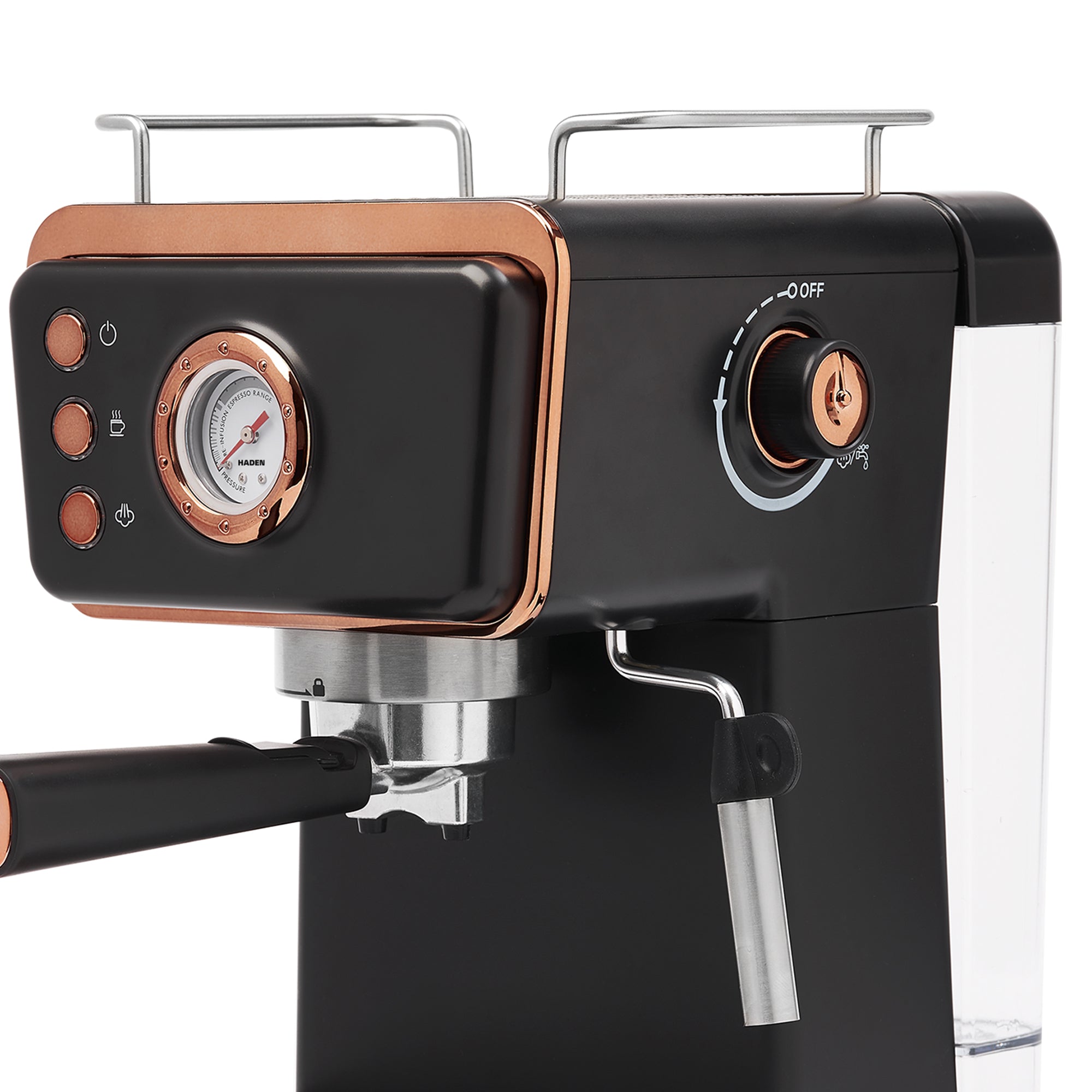 Haden Barista Espresso Machine 20-Bar Espresso Maker, Black & Copper (Open Box) - VMInnovations
