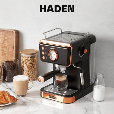 Haden Barista Espresso Machine 20-Bar Espresso Maker, Black & Copper (Open Box) - VMInnovations