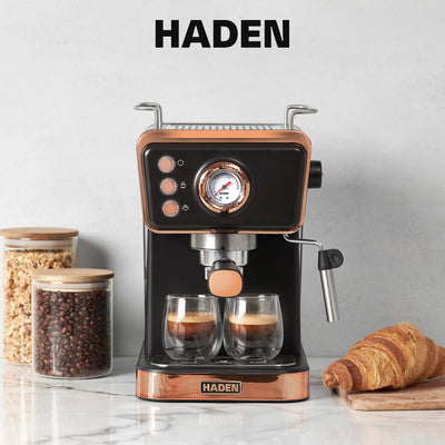 Haden Barista Espresso Machine 20-Bar Espresso Maker, Black & Copper (Open Box) - VMInnovations