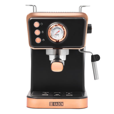 Haden Barista Espresso Machine 20-Bar Espresso Maker, Black & Copper (Open Box) - VMInnovations