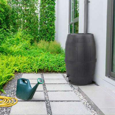 Tierra Verde Knock Down Rain Barrel with Rust Proof Brass Spigot, 39 Gal, Black - VMInnovations