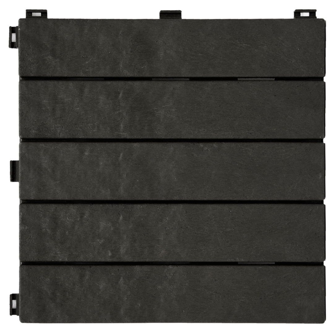 EcoTrend 12"x12" Interlocking Outdoor Balcony Deck Tiles, 24-Pack, Slate Black