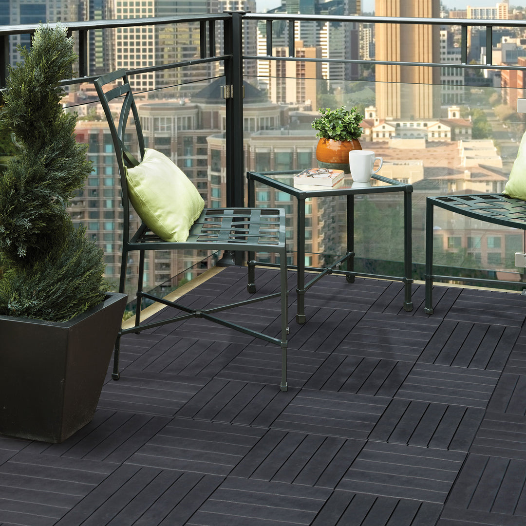 EcoTrend 12"x12" Interlocking Balcony Deck Tiles, 24pk, Slate Black (Open Box)