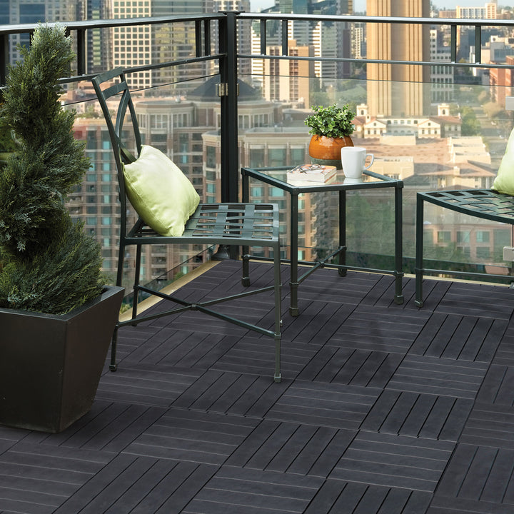 EcoTrend 12"x12" Interlocking Balcony Deck Tiles, 24pk, Slate Black (Open Box)