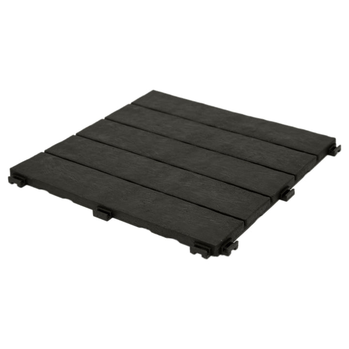 EcoTrend 12"x12" Interlocking Outdoor Balcony Deck Tiles, 24-Pack, Slate Black