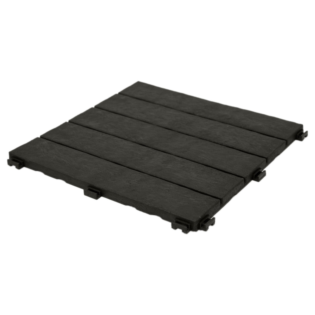 EcoTrend 12"x12" Interlocking Outdoor Balcony Deck Tiles, 24-Pk,  Black (Used) - VMInnovations
